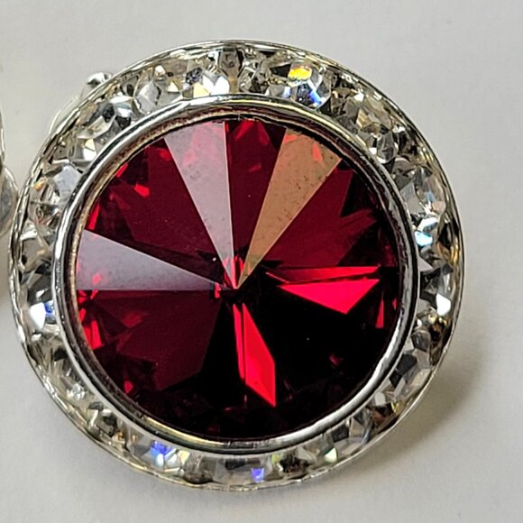 Red Clip On Earrings, 22mm Red ClipOns Earrings - Picture 2 of 4